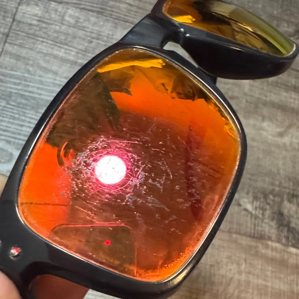 Oakley Holbrook Black Frame Sunglasses with Red Orange Mirrored Lenses - Picture 8 of 11